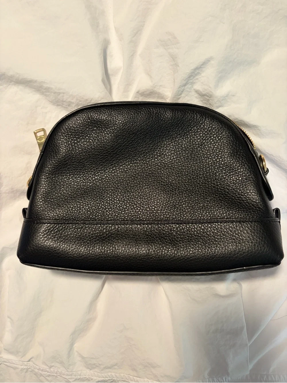 COACH F76673 Black Pebble Leather Zip Top Dome Clutch Purse - No Strap